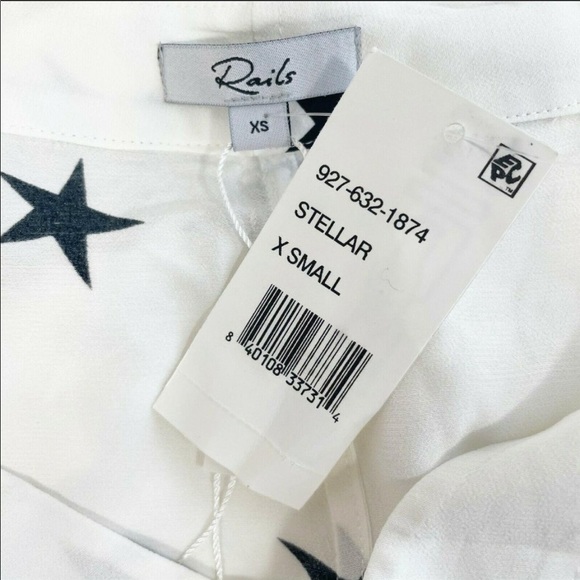 ❤️ Rails Thea Stellar Top White Button Tie Front Size XS NWT